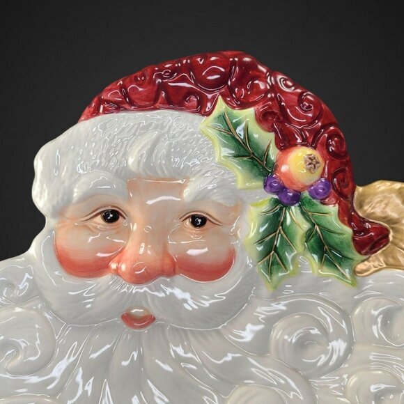 Fitz and Floyd Santa Claus‎ Candy Dish Wall Decor Cookie Plate Curly Beard Xmas - Picture 2 of 9